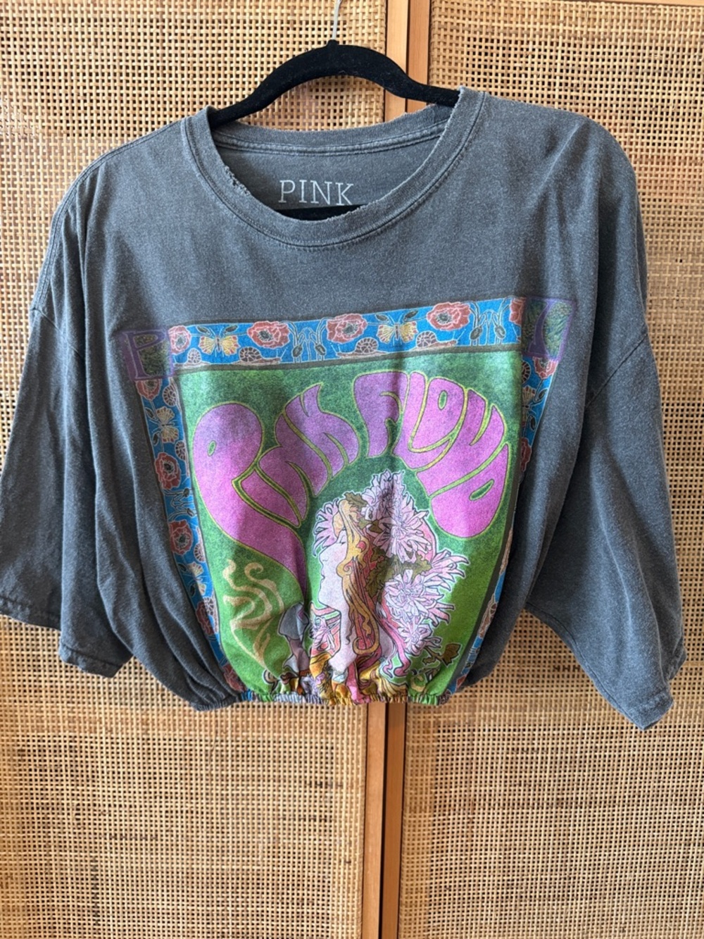 Pink Floyd Gray Crop Tee Vintage Upcycle